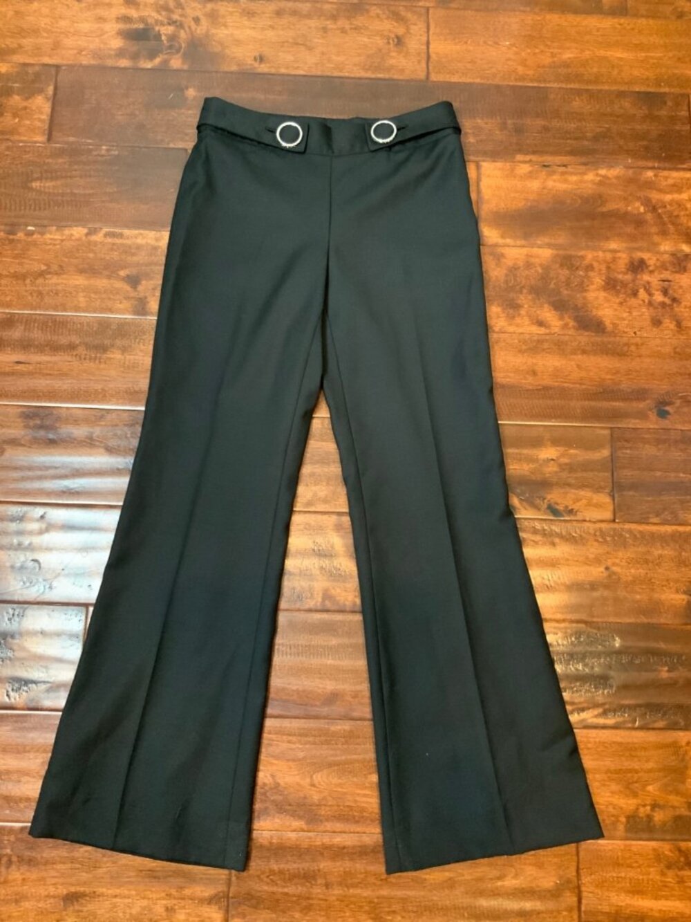 Tory Burch Black Wool Sailor Button Front Straight Leg Dress Pants, Size 2